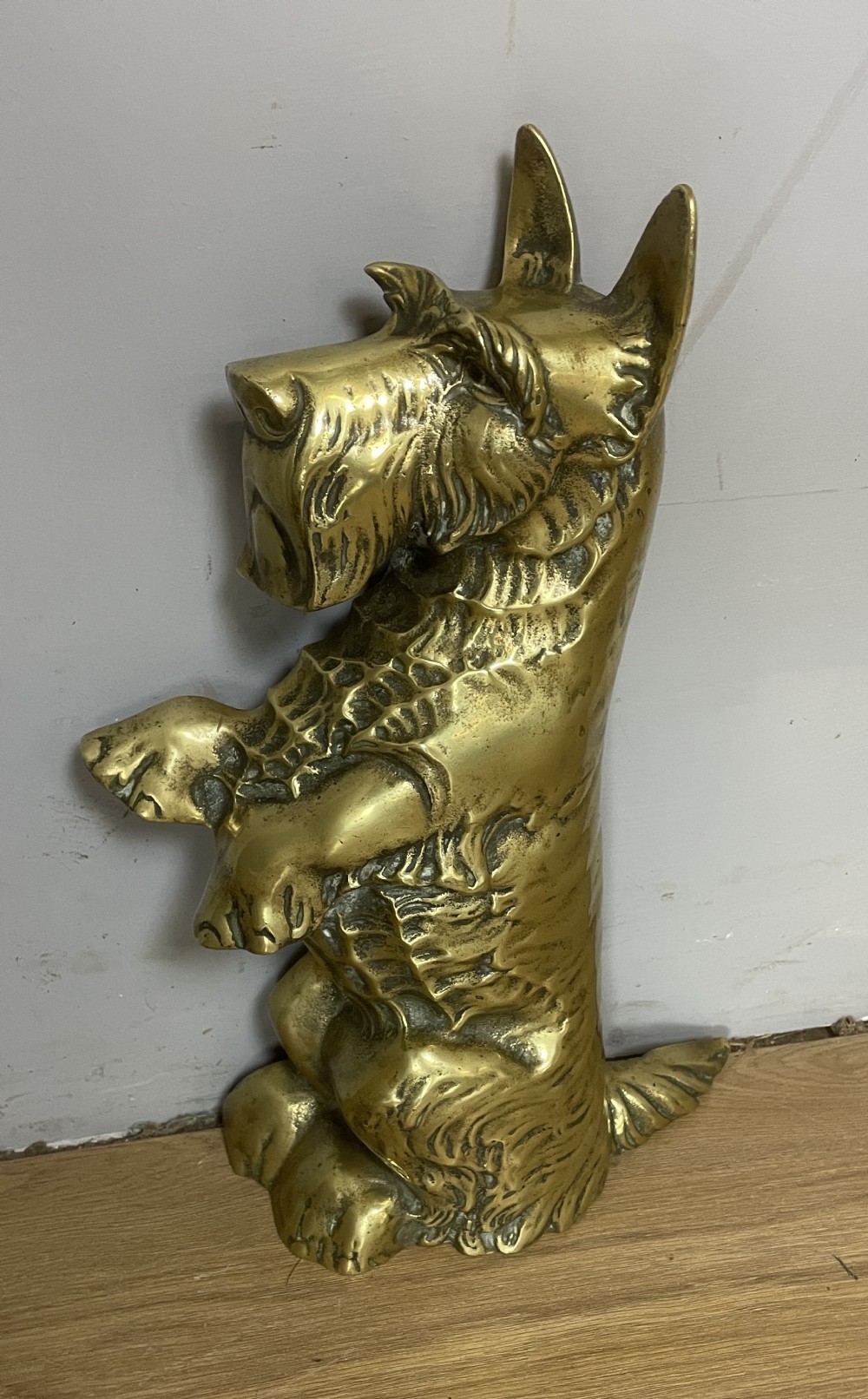 Large brass doorstop modelled as a Scottie dog circa 1920