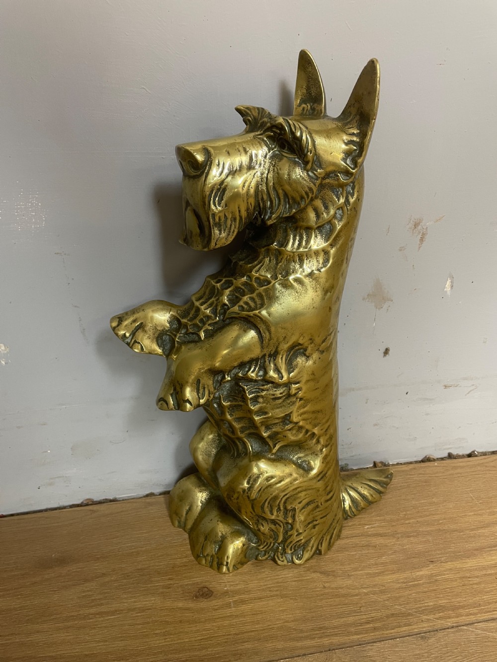 Large brass doorstop modelled as a Scottie dog circa 1920 View VIII