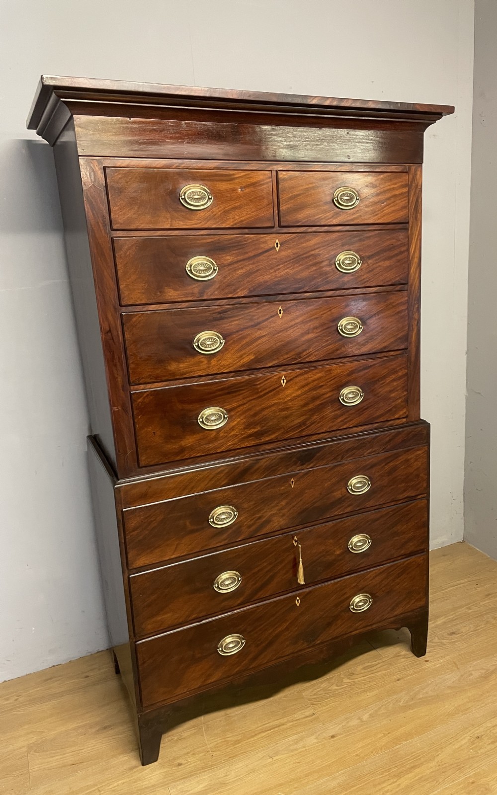Georgian country house flame mahogany chest on chest  View III