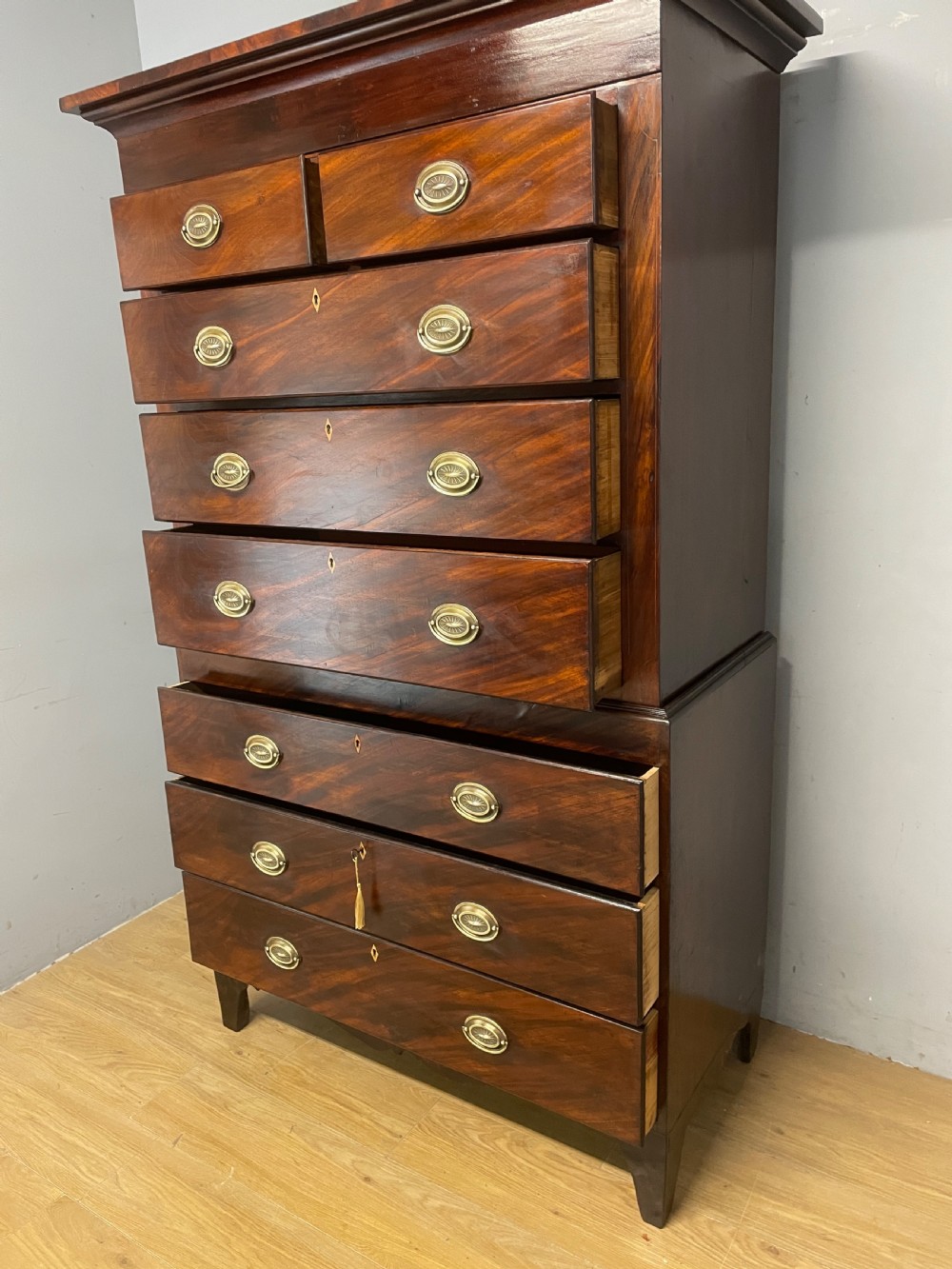 Georgian country house flame mahogany chest on chest  View VIII
