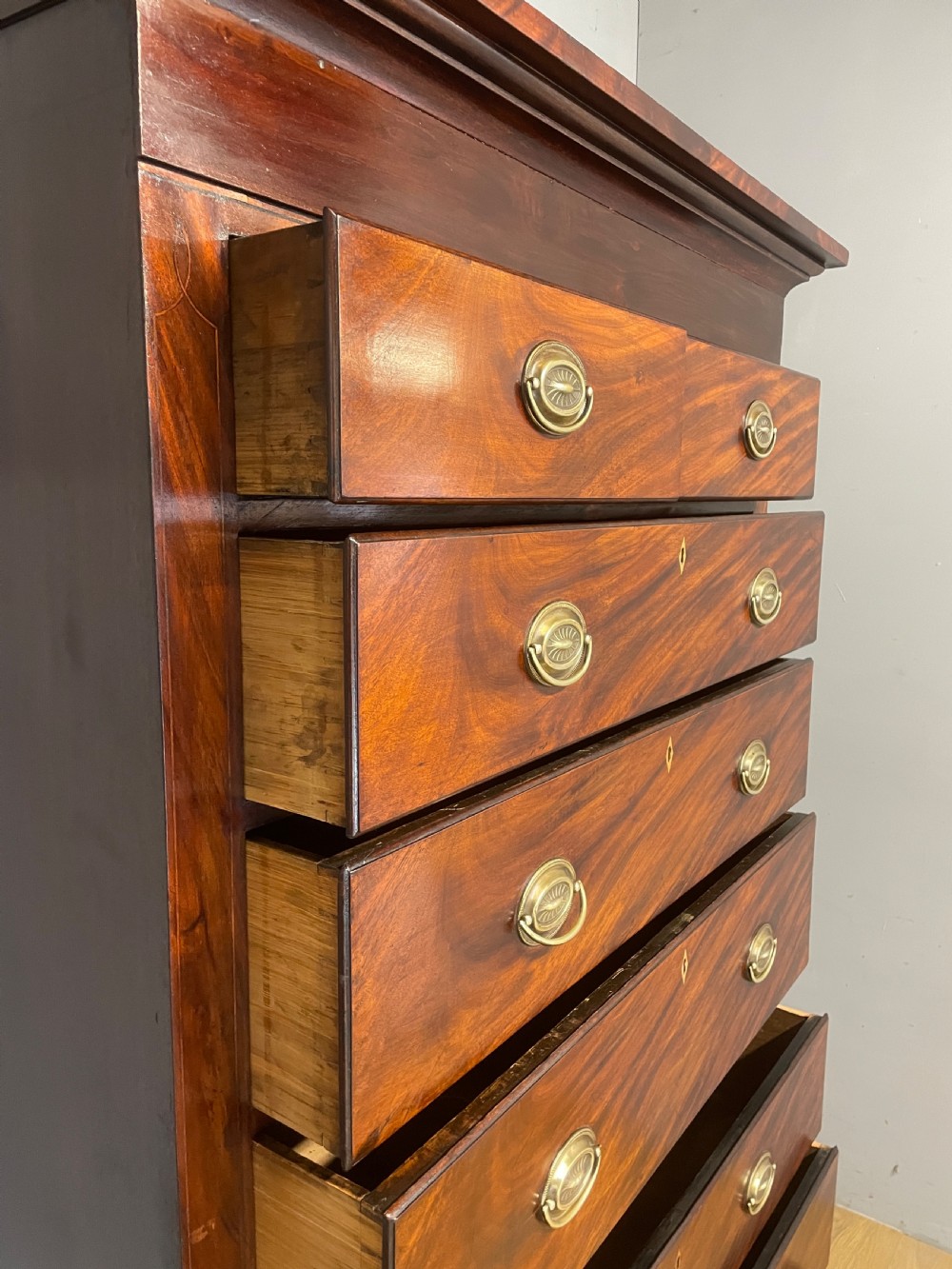 Georgian country house flame mahogany chest on chest  View IX