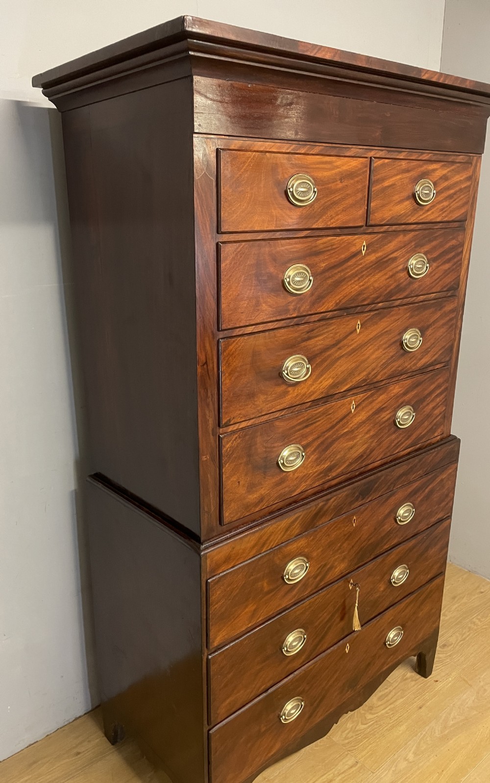 Georgian country house flame mahogany chest on chest  View X