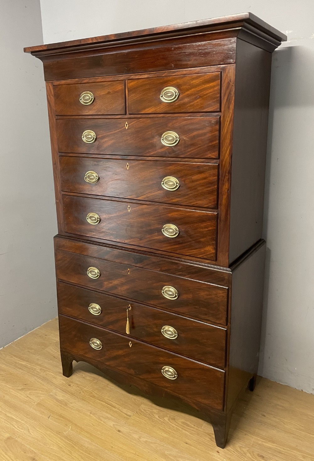 Georgian country house flame mahogany chest on chest  View XIII