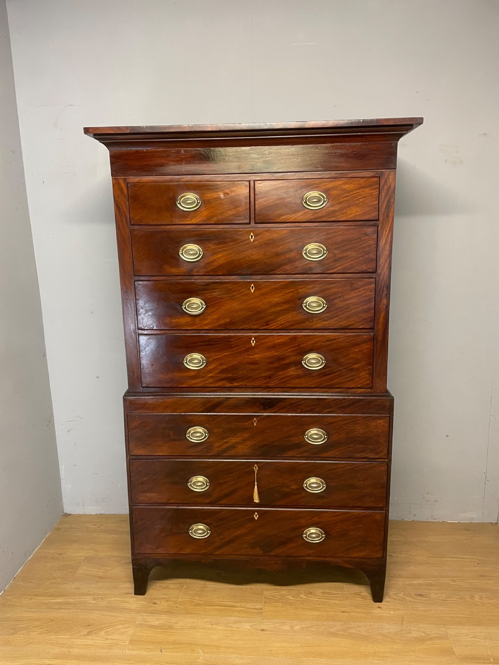 Georgian country house flame mahogany chest on chest  View XIV