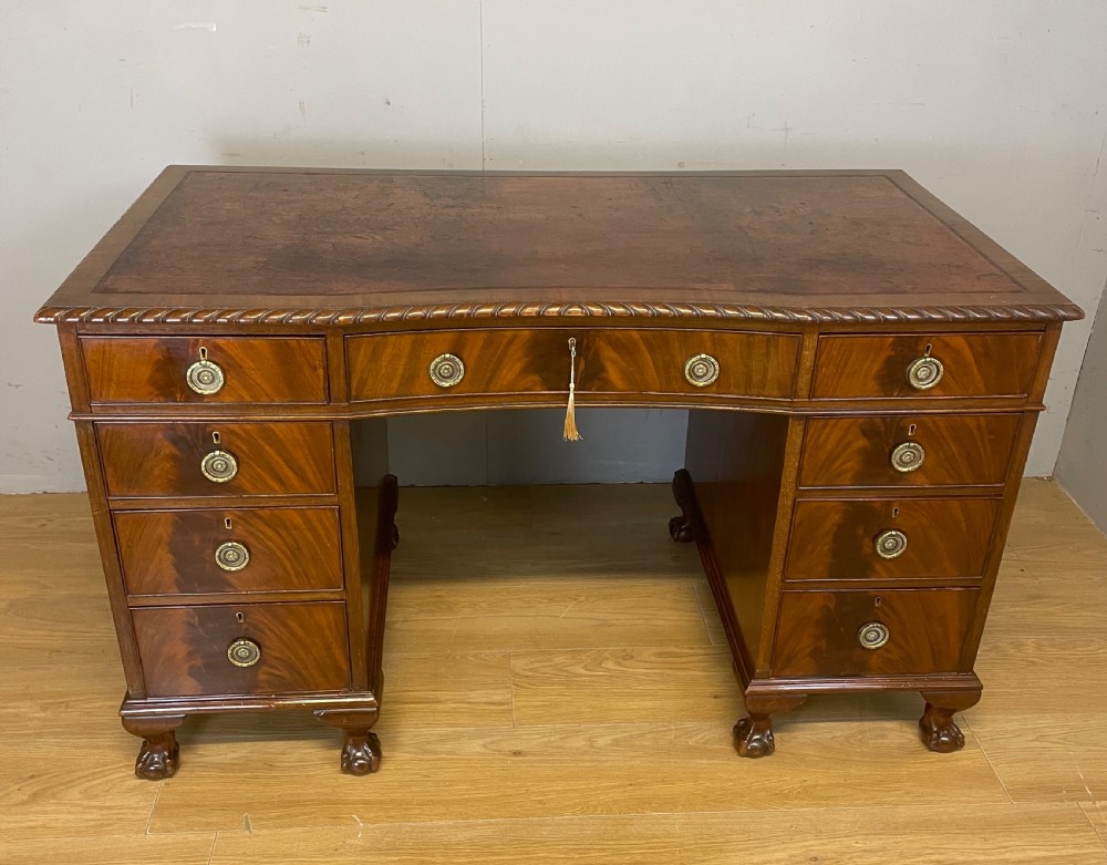 Mahogany Chippendale style desk on ball and claw feet circa 1920  View III
