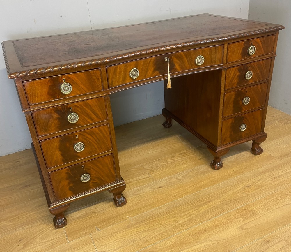 Mahogany Chippendale style desk on ball and claw feet circa 1920  View V