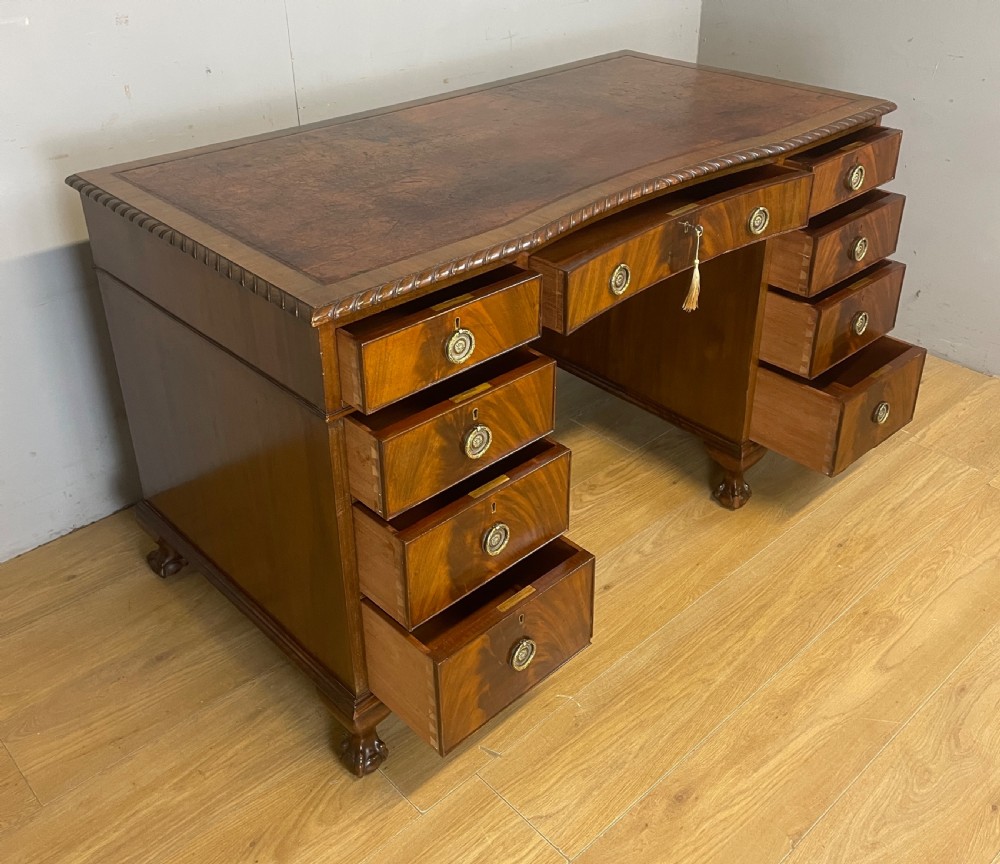 Mahogany Chippendale style desk on ball and claw feet circa 1920  View VI
