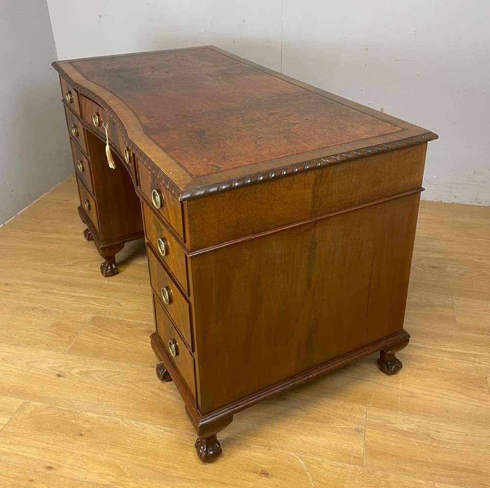 Mahogany Chippendale style desk on ball and claw feet circa 1920  View XII