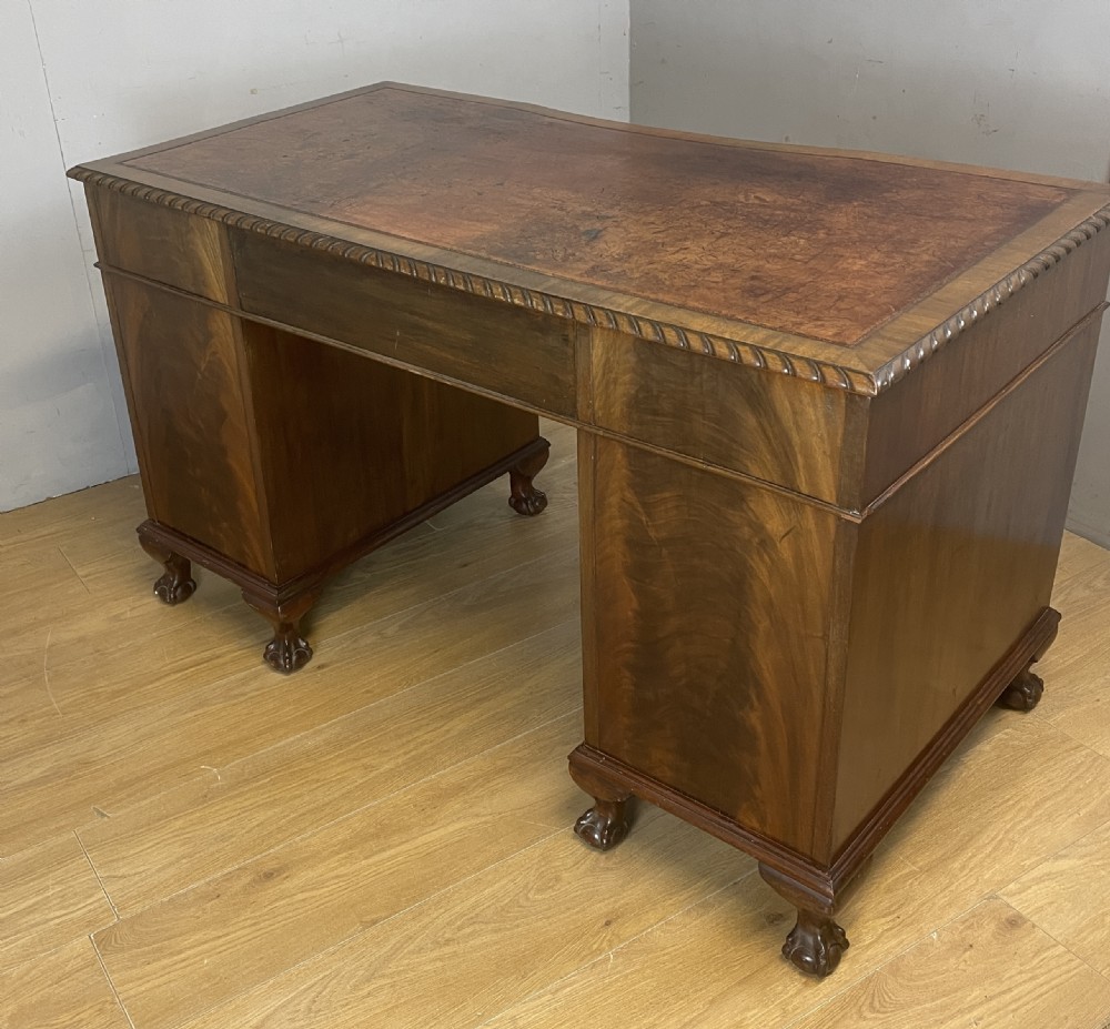Mahogany Chippendale style desk on ball and claw feet circa 1920  View XIII