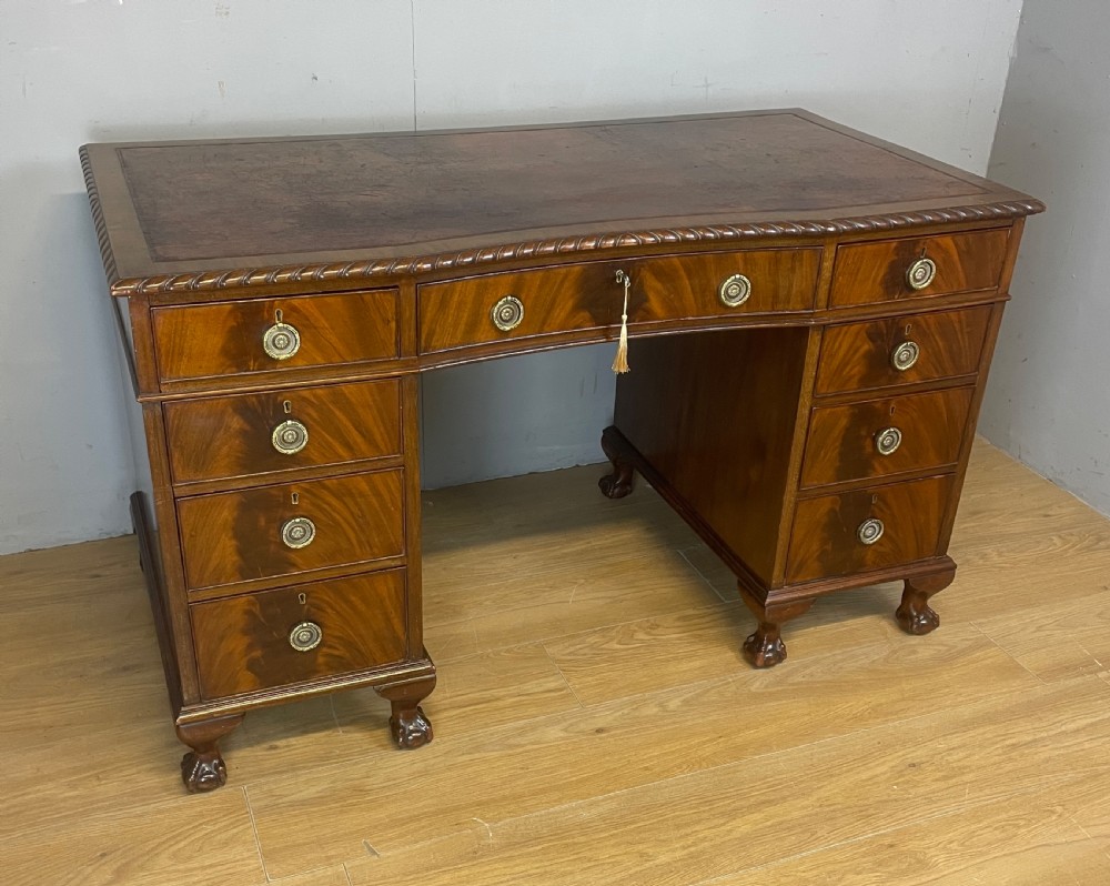 Mahogany Chippendale style desk on ball and claw feet circa 1920  View XIV