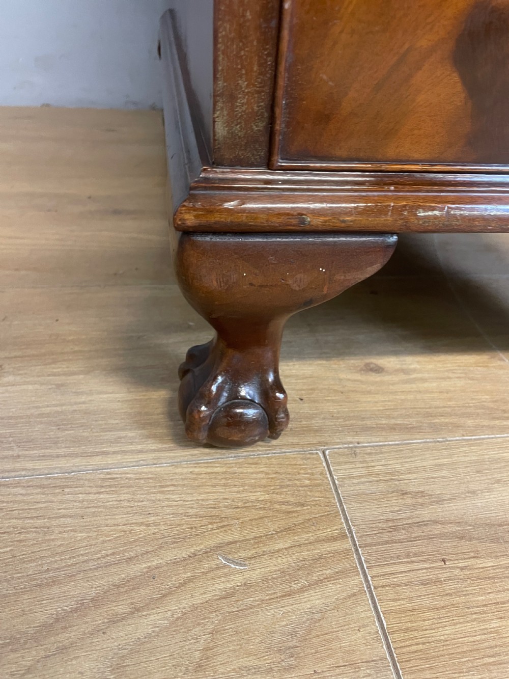 Mahogany Chippendale style desk on ball and claw feet circa 1920  View XV