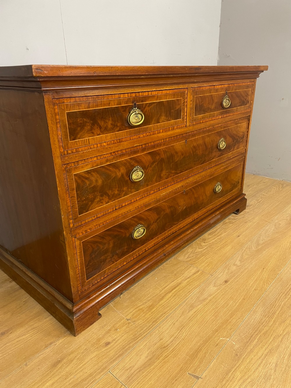  Late C19TH inlaid mahogany three height chest of drawers by Christopher Pratt Bradford View III