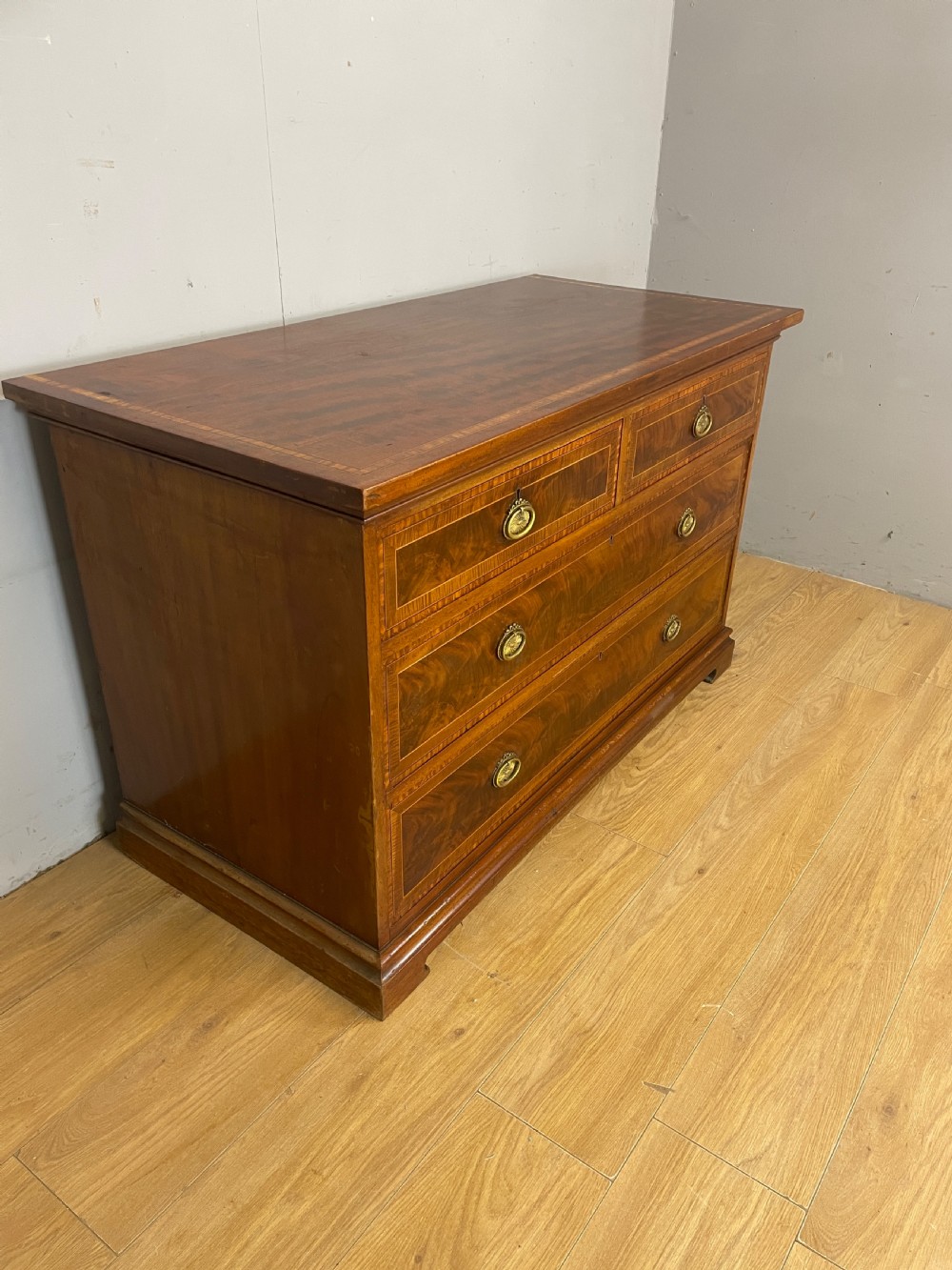  Late C19TH inlaid mahogany three height chest of drawers by Christopher Pratt Bradford View IV