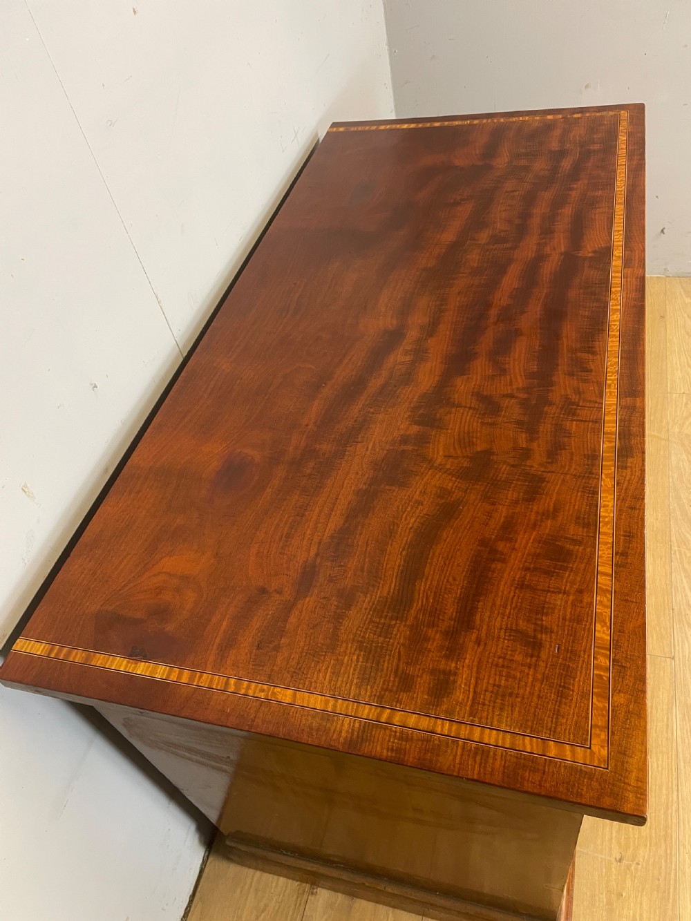  Late C19TH inlaid mahogany three height chest of drawers by Christopher Pratt Bradford View V