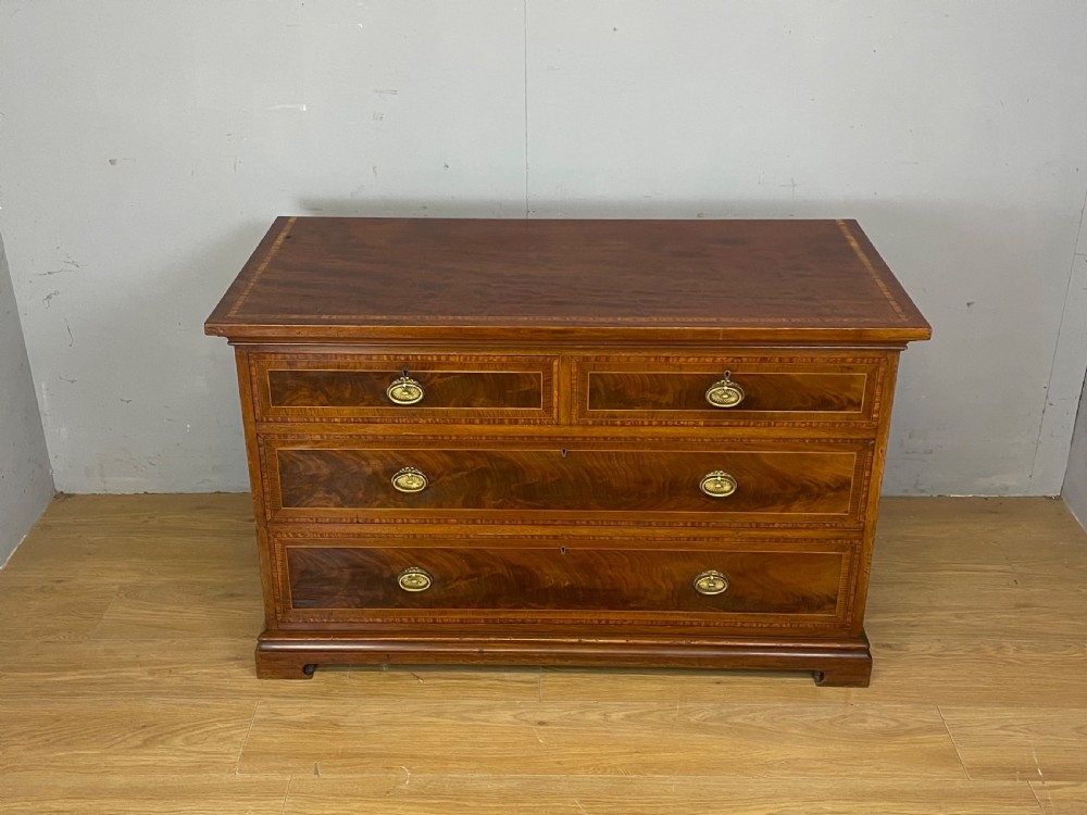  Late C19TH inlaid mahogany three height chest of drawers by Christopher Pratt Bradford View IX