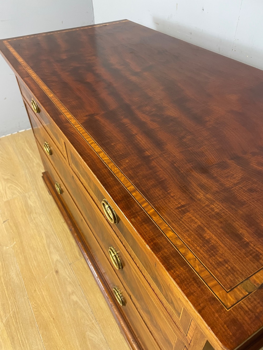  Late C19TH inlaid mahogany three height chest of drawers by Christopher Pratt Bradford View XI