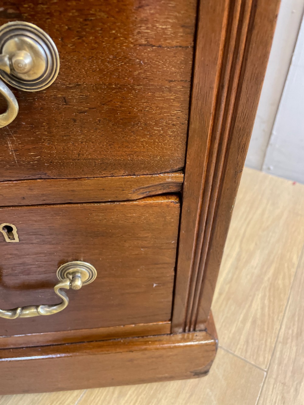 C19TH walnut three part pedestal desk with tooled leather top  View IX