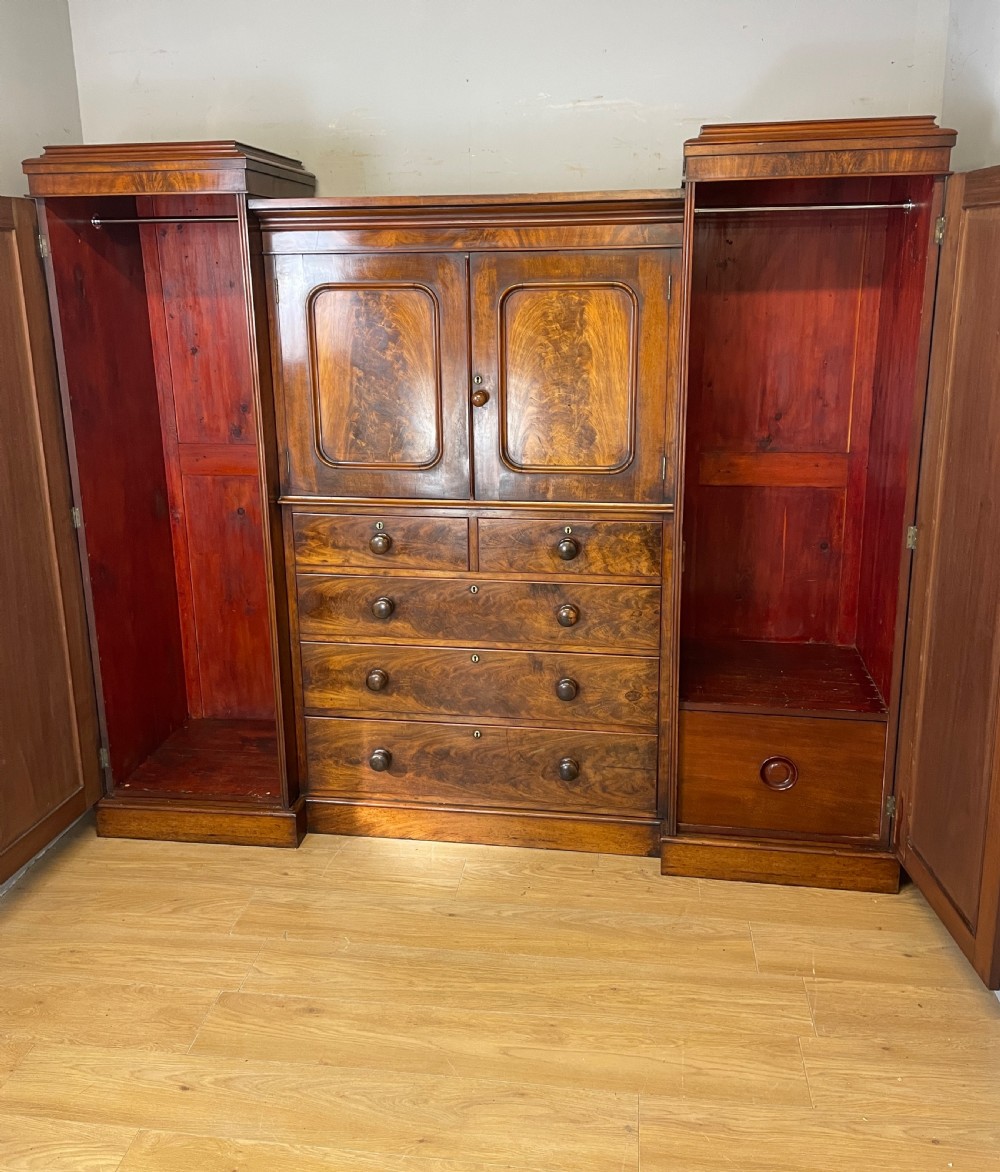 C19TH flame mahogany country house sentry box wardrobe  View VII