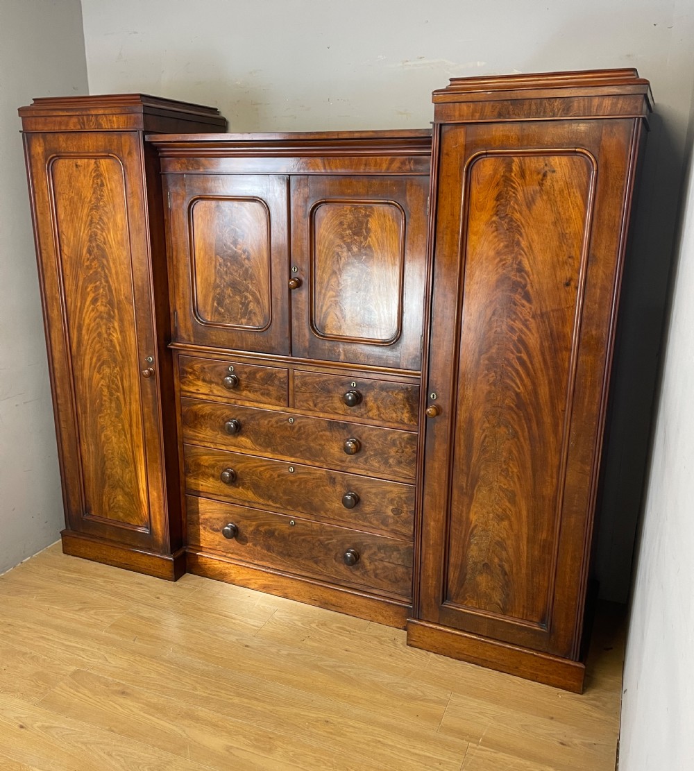 C19TH flame mahogany country house sentry box wardrobe  View XII