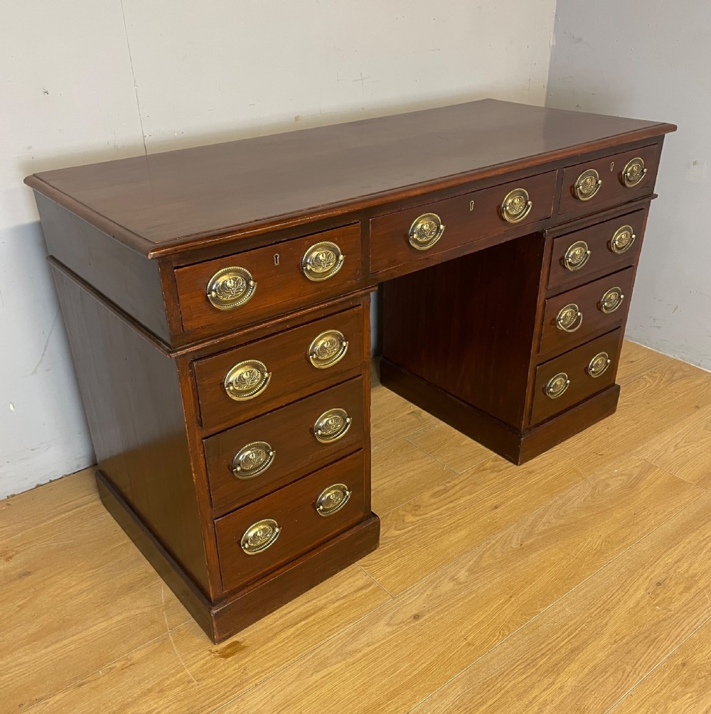 C19TH mahogany three part desk by Heal and Co London 