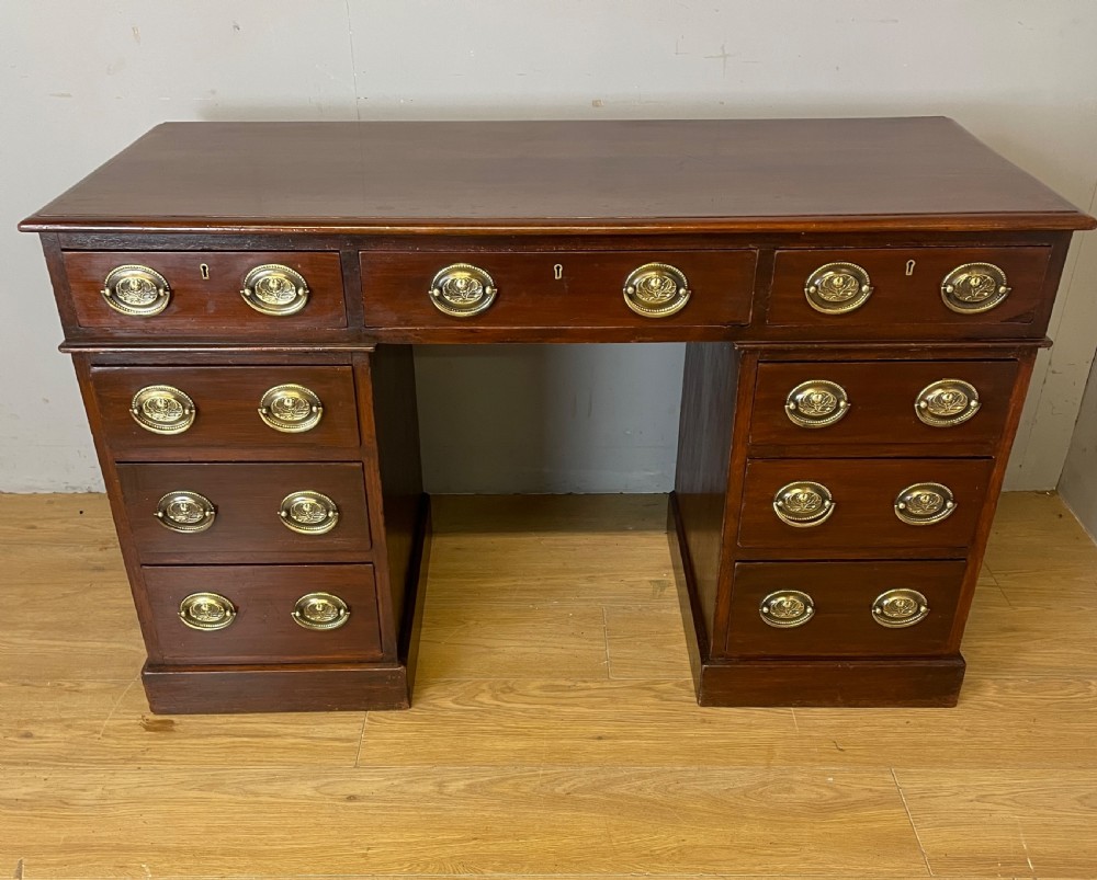 C19TH mahogany three part desk by Heal and Co London  View II
