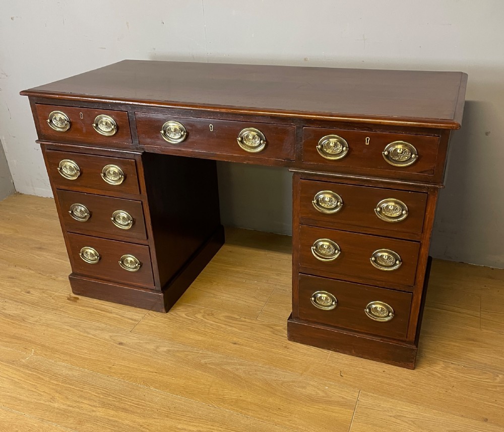 C19TH mahogany three part desk by Heal and Co London  View III
