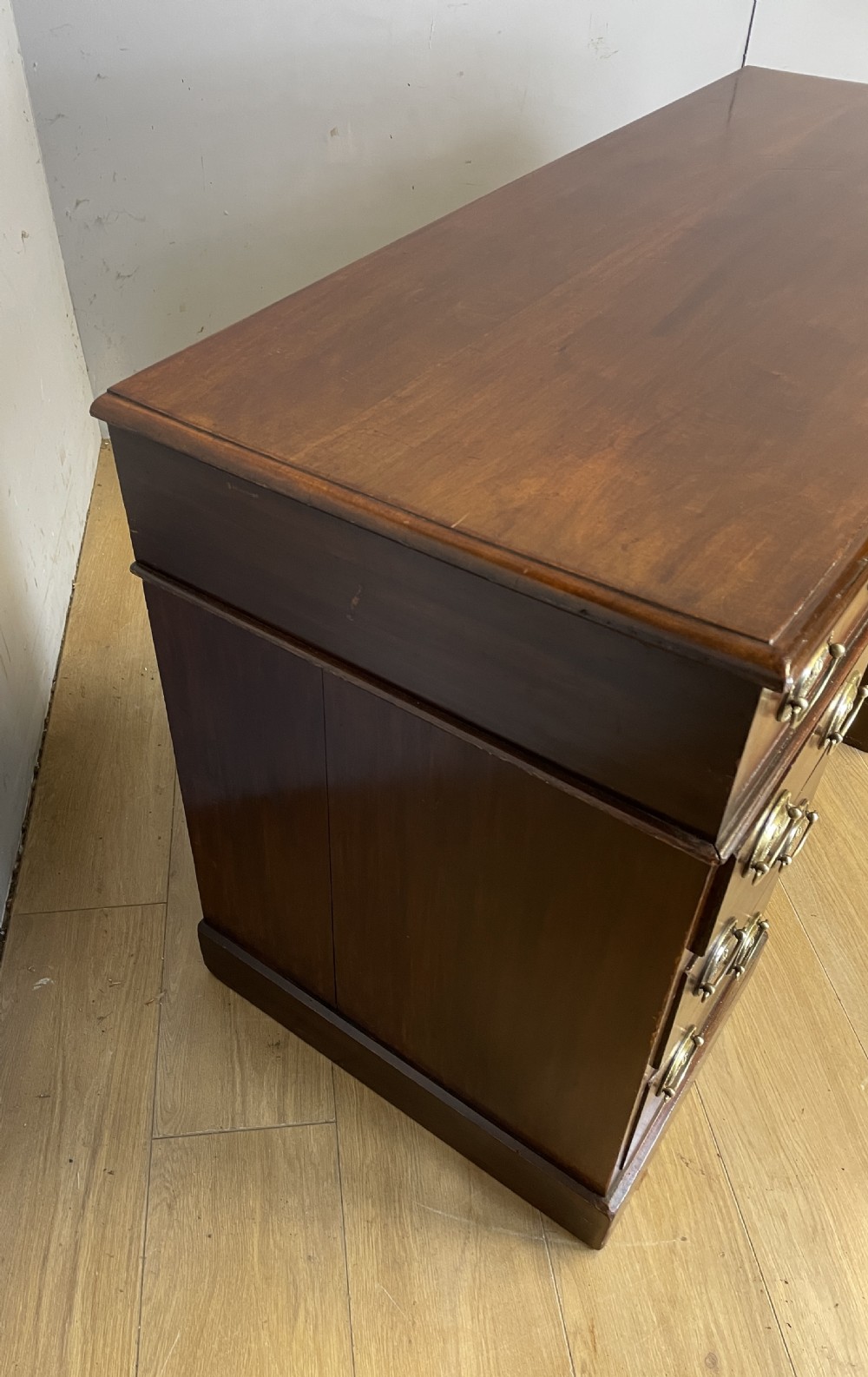 C19TH mahogany three part desk by Heal and Co London  View IX