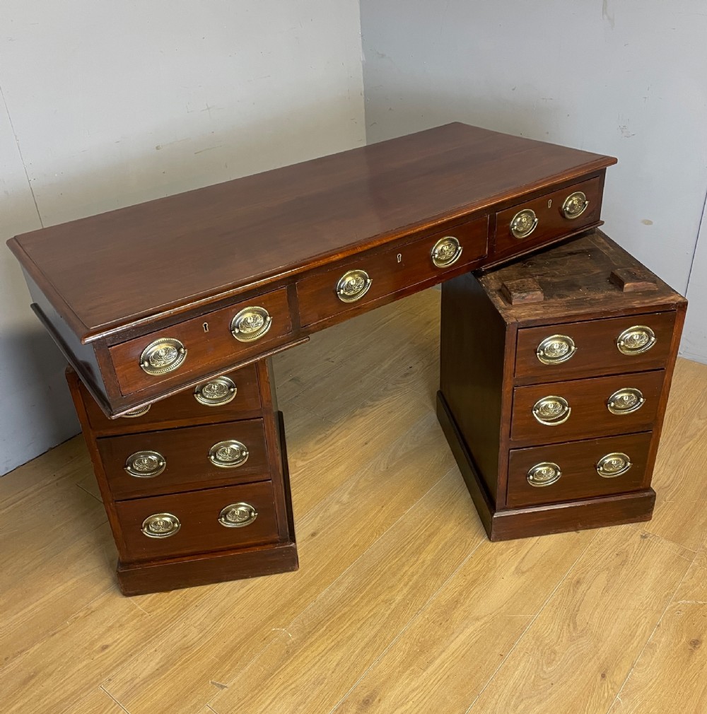 C19TH mahogany three part desk by Heal and Co London  View X