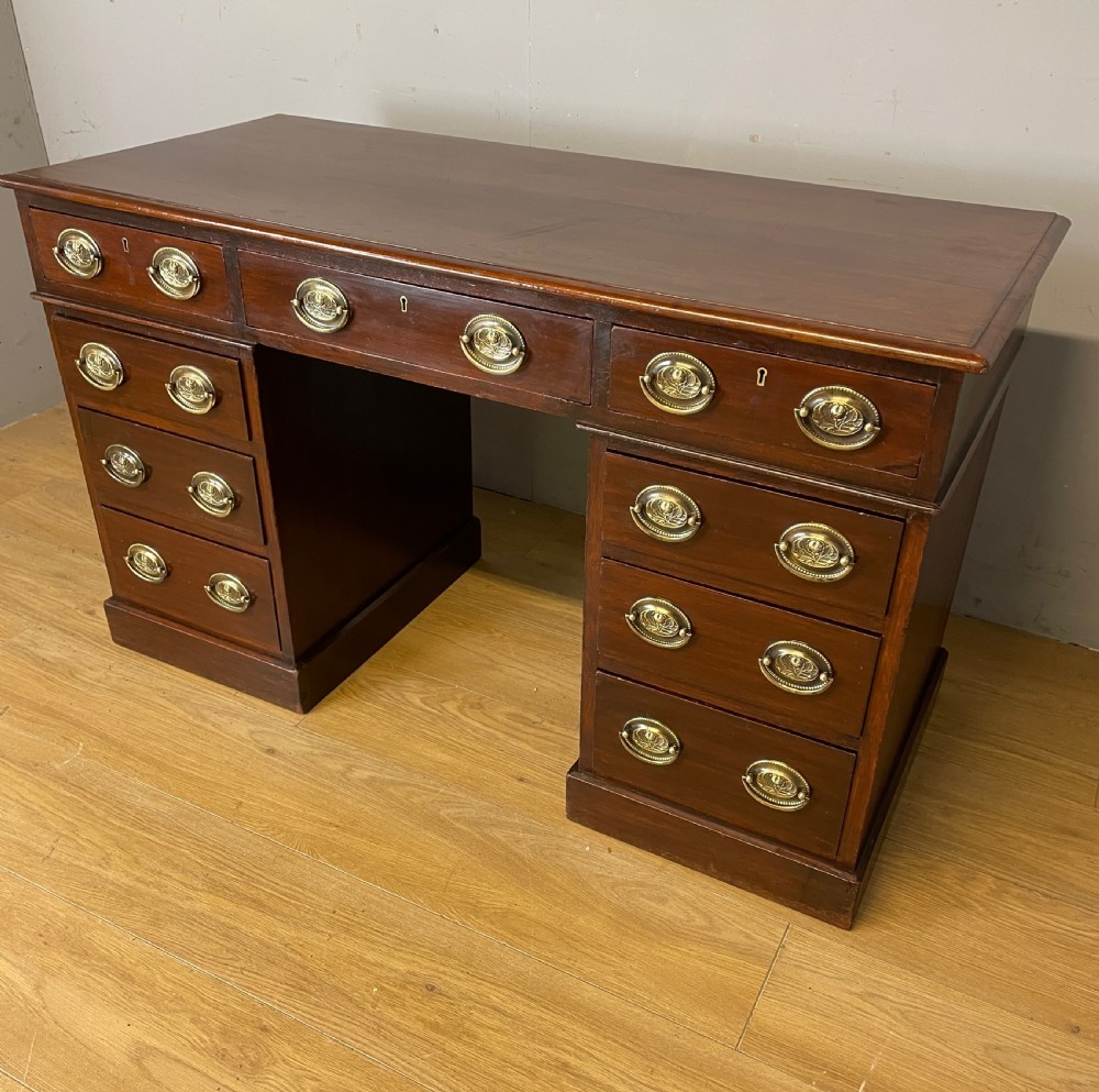 C19TH mahogany three part desk by Heal and Co London  View XI