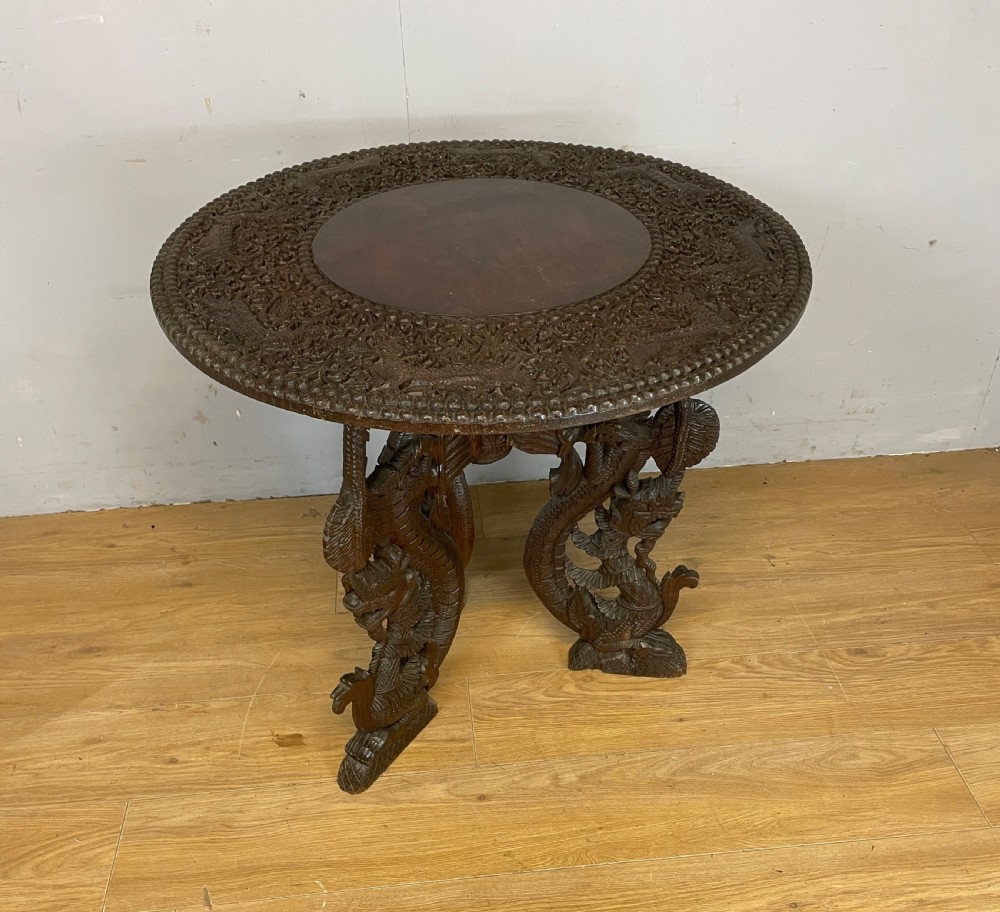 C19TH Burmese carved centre table  View II