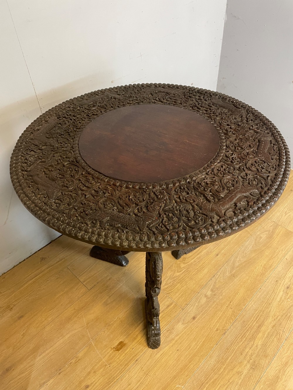 C19TH Burmese carved centre table  View X