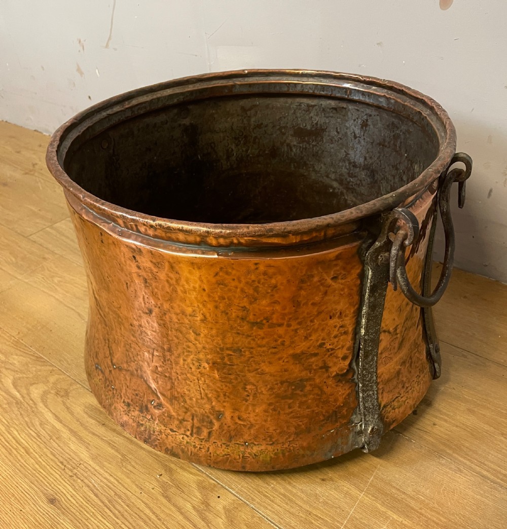 C19th copper log bin with iron handles  View IV