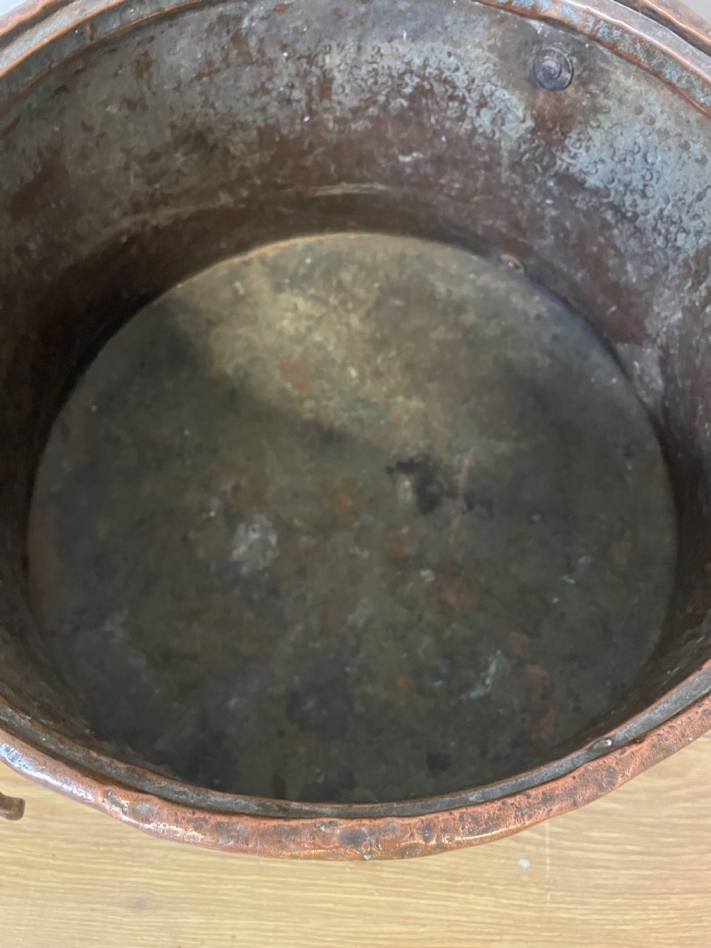 C19th copper log bin with iron handles  View VI