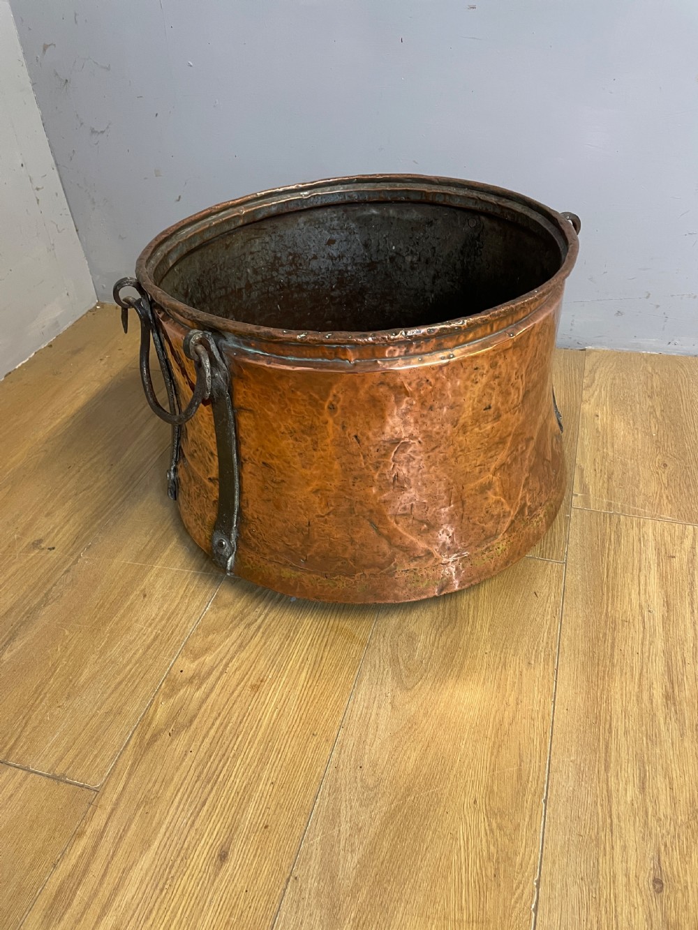 C19th copper log bin with iron handles  View VII