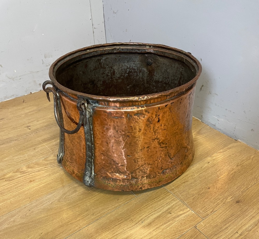 C19th copper log bin with iron handles  View IX