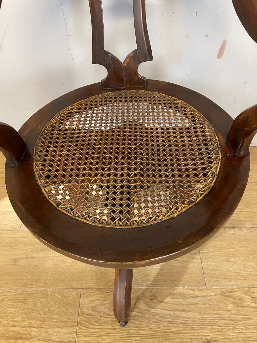 C19TH mahogany cane seated revolving desk chair View III