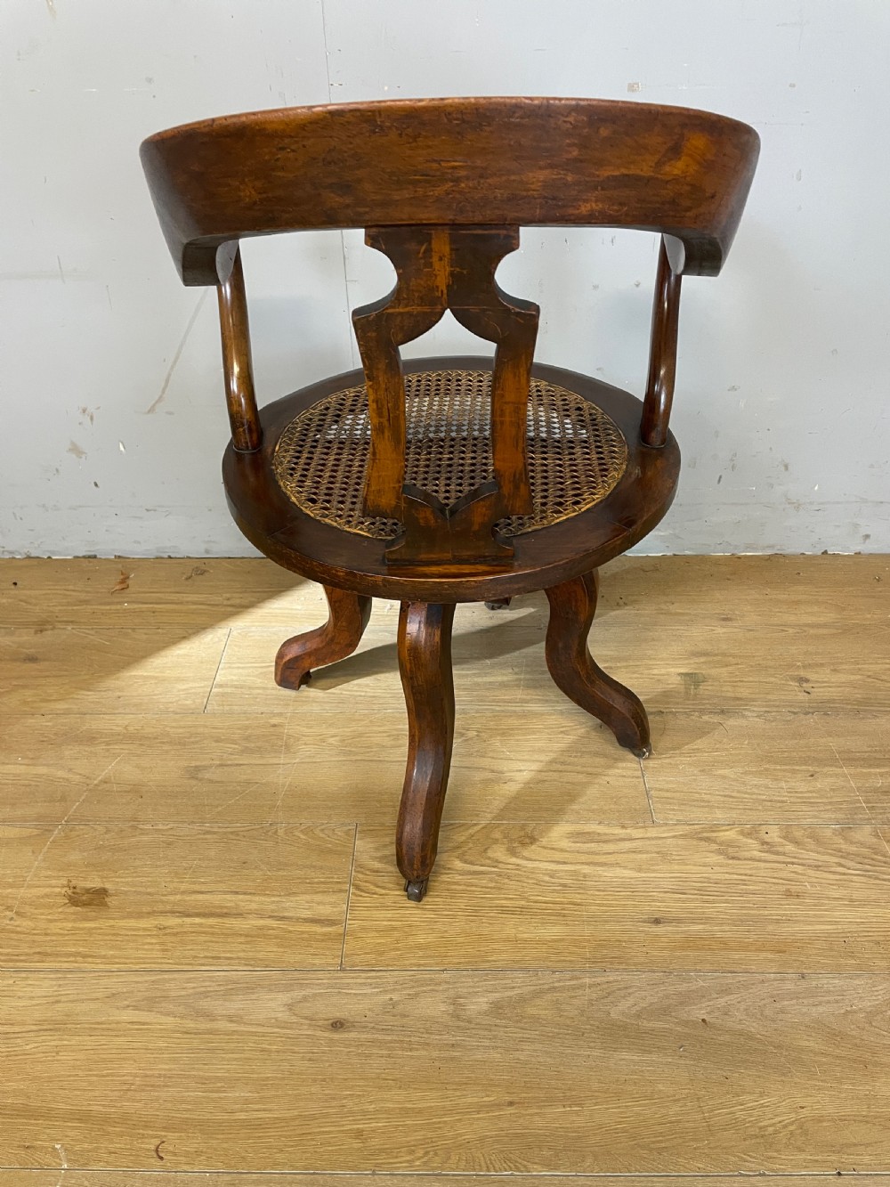 C19TH mahogany cane seated revolving desk chair View VI