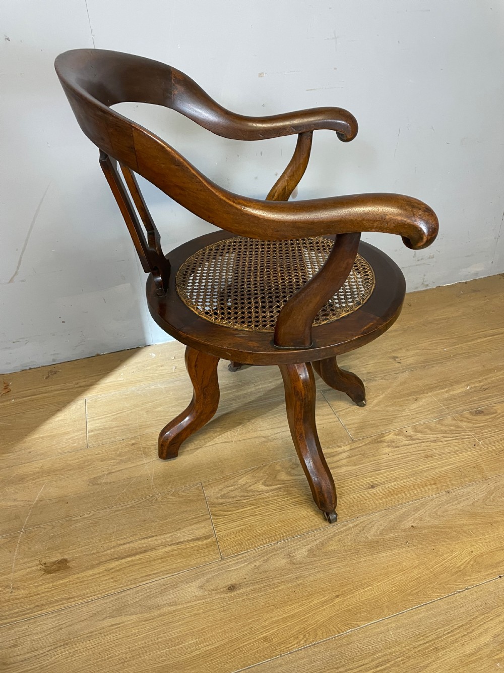 C19TH mahogany cane seated revolving desk chair View VII