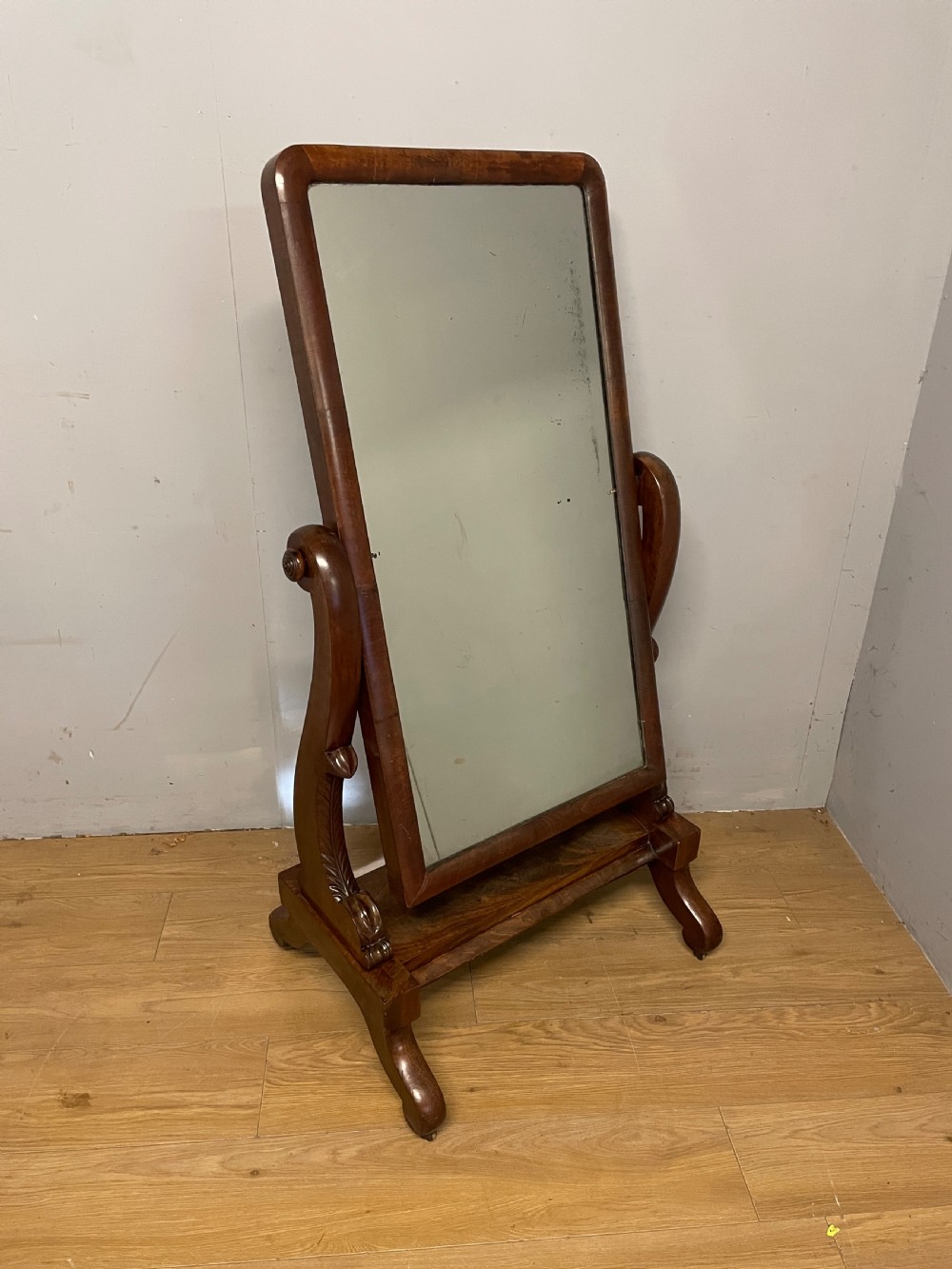 C19TH mahogany cheval mirror in original condition 