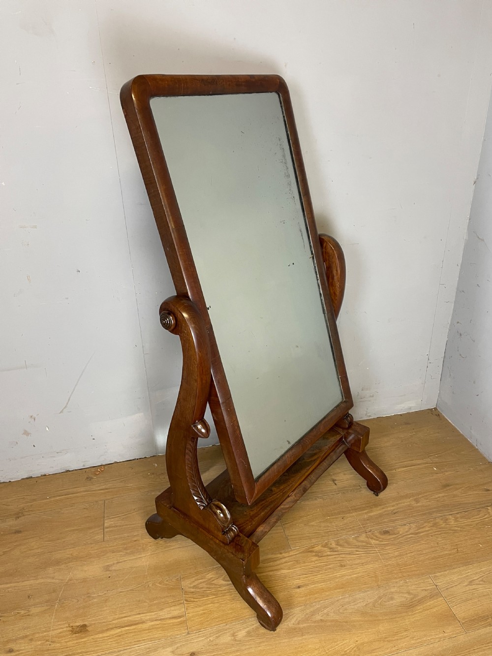 C19TH mahogany cheval mirror in original condition  View II
