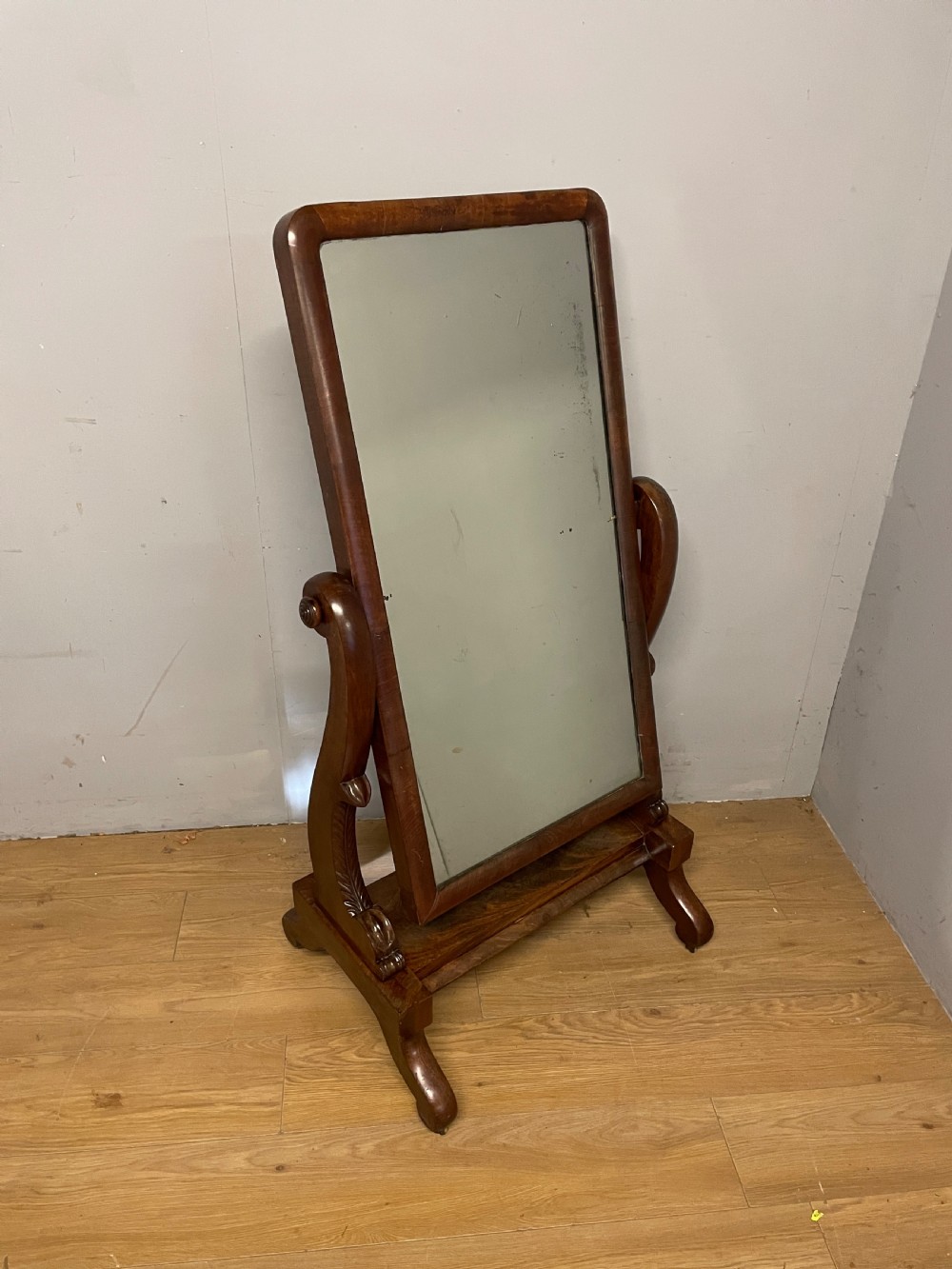 C19TH mahogany cheval mirror in original condition  View X