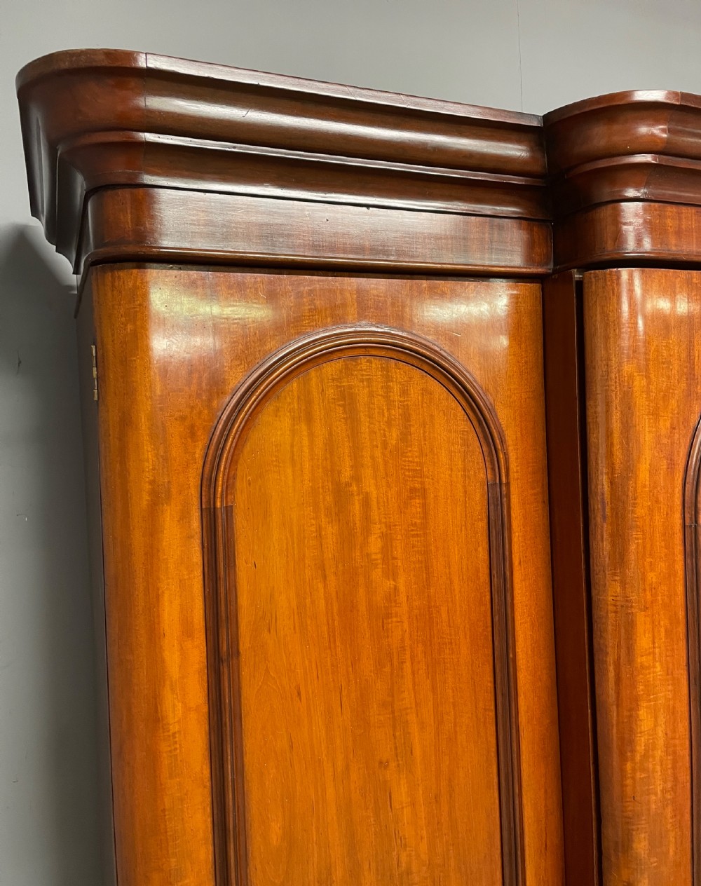 C19TH country house mahogany breakfront triple wardrobe  View III
