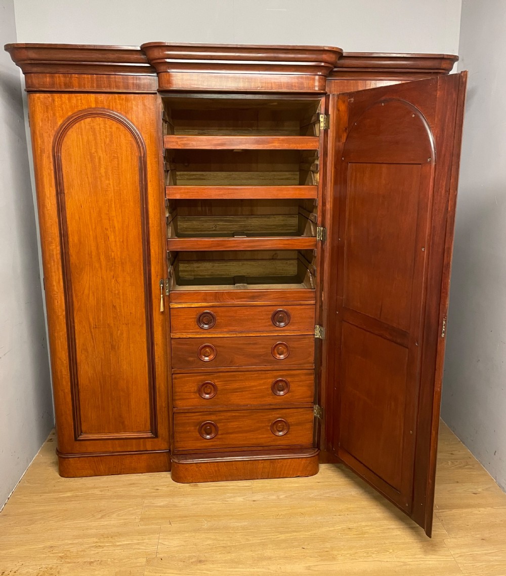 C19TH country house mahogany breakfront triple wardrobe  View VI