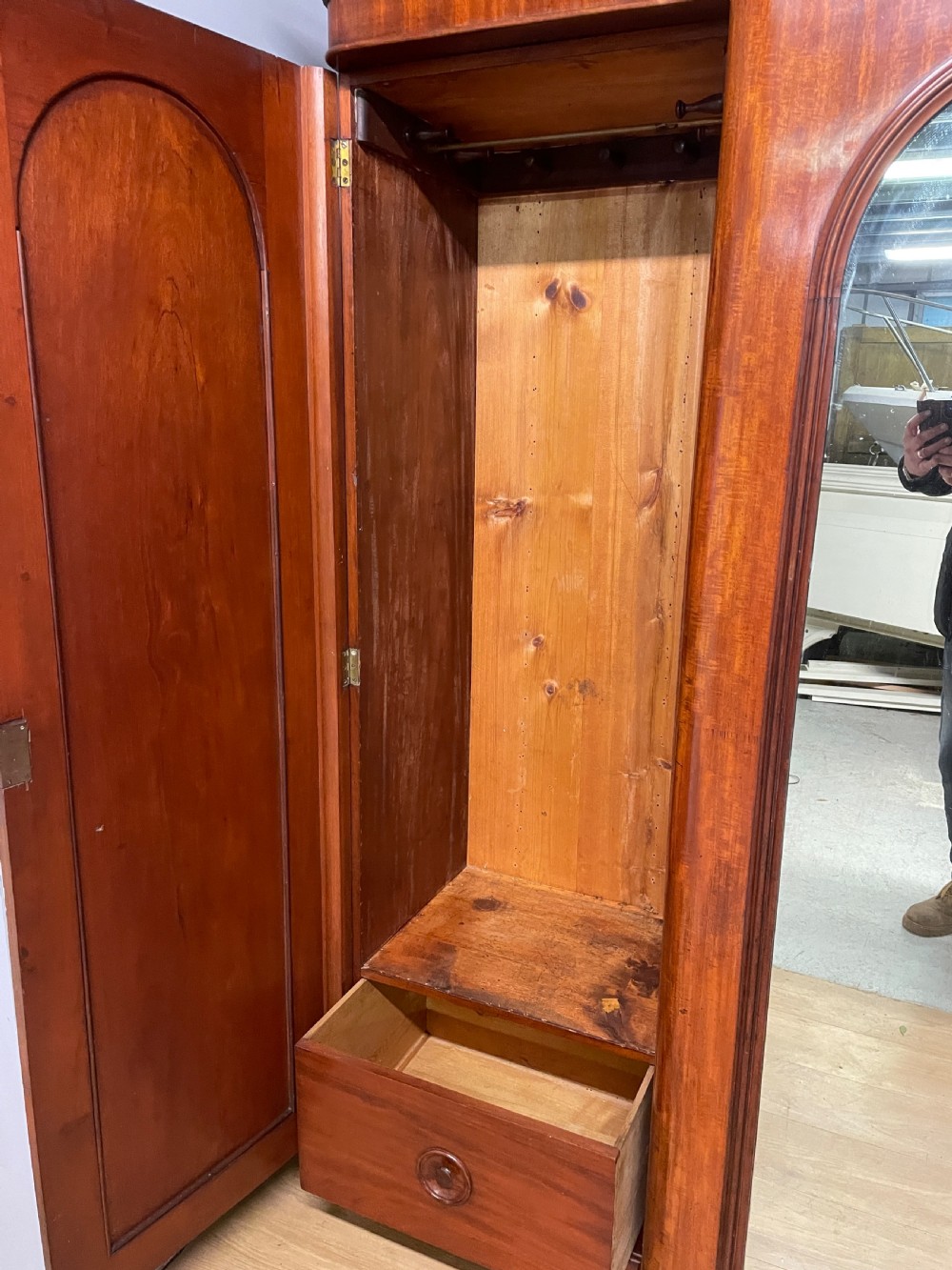 C19TH country house mahogany breakfront triple wardrobe  View XI