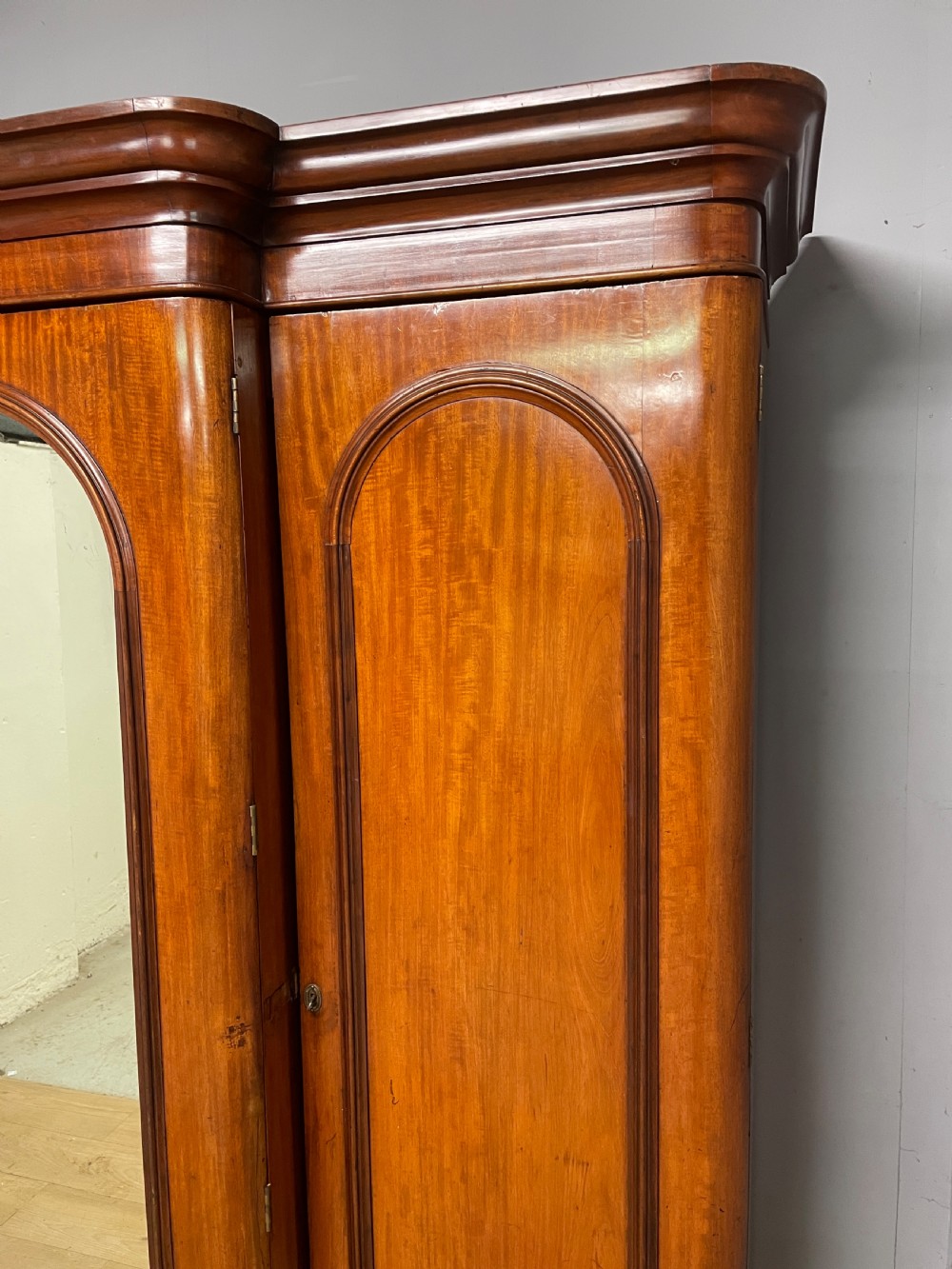 C19TH country house mahogany breakfront triple wardrobe  View XV