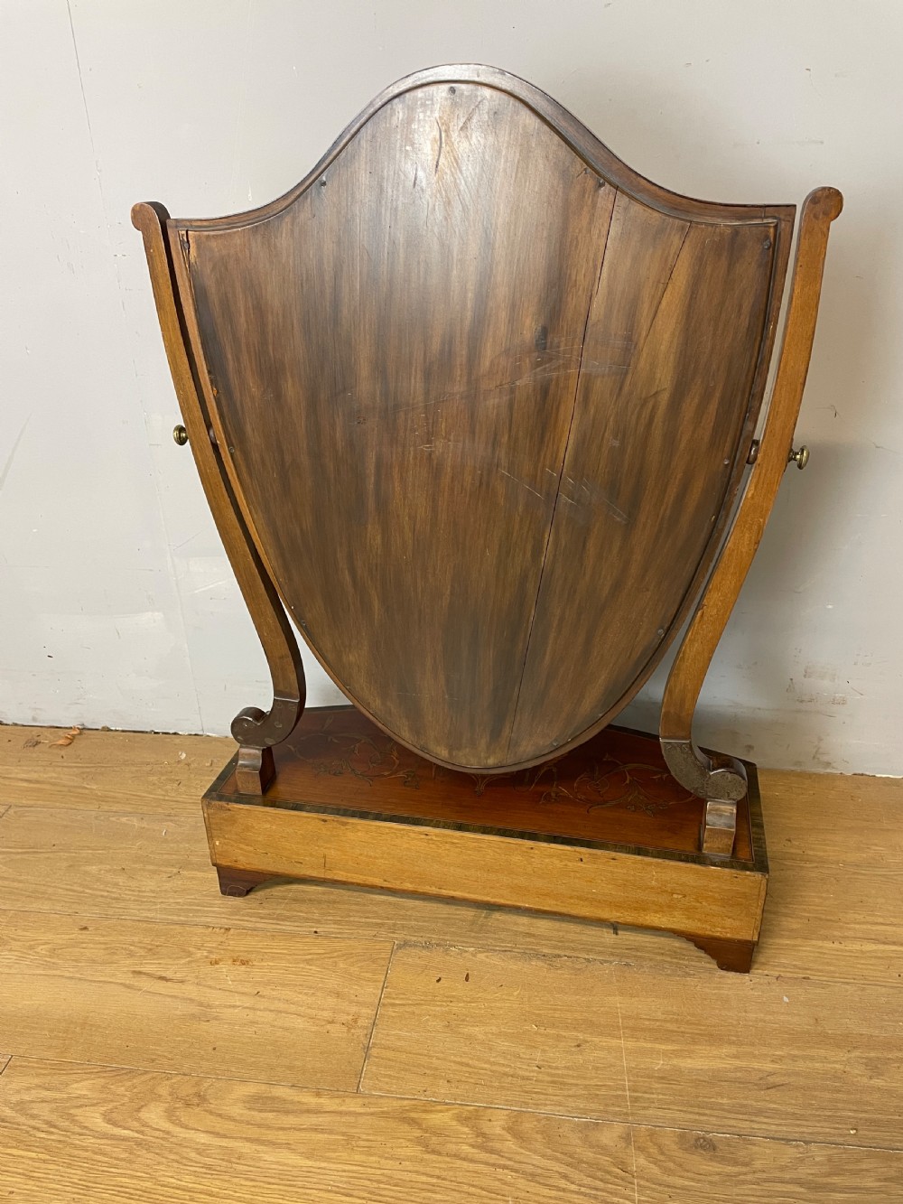 C19TH Sheraton revival mahogany swing mirror with marquetry inlay  View XI