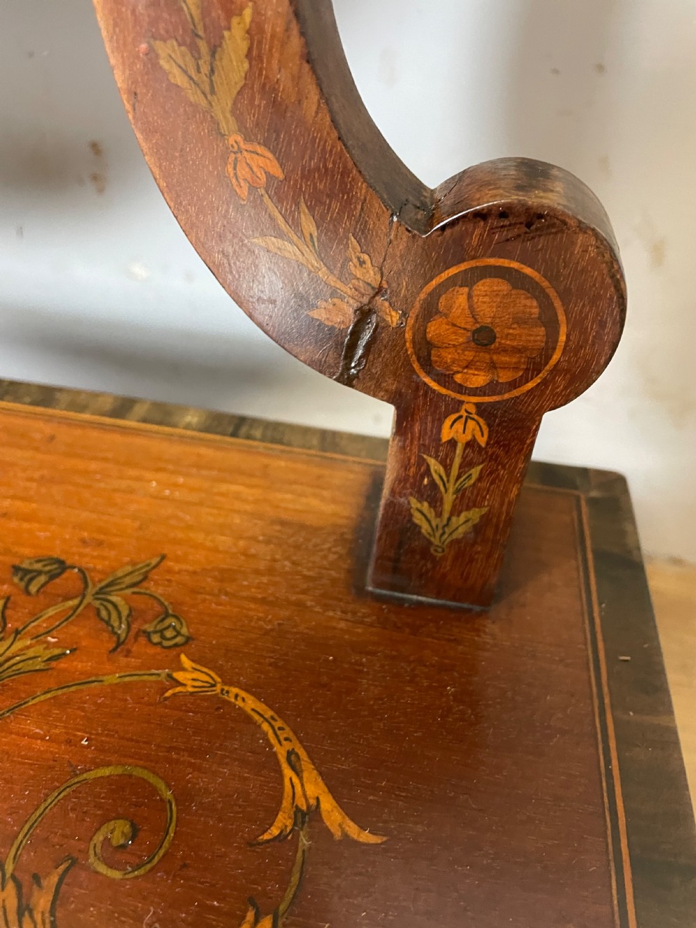 C19TH Sheraton revival mahogany swing mirror with marquetry inlay  View XIV