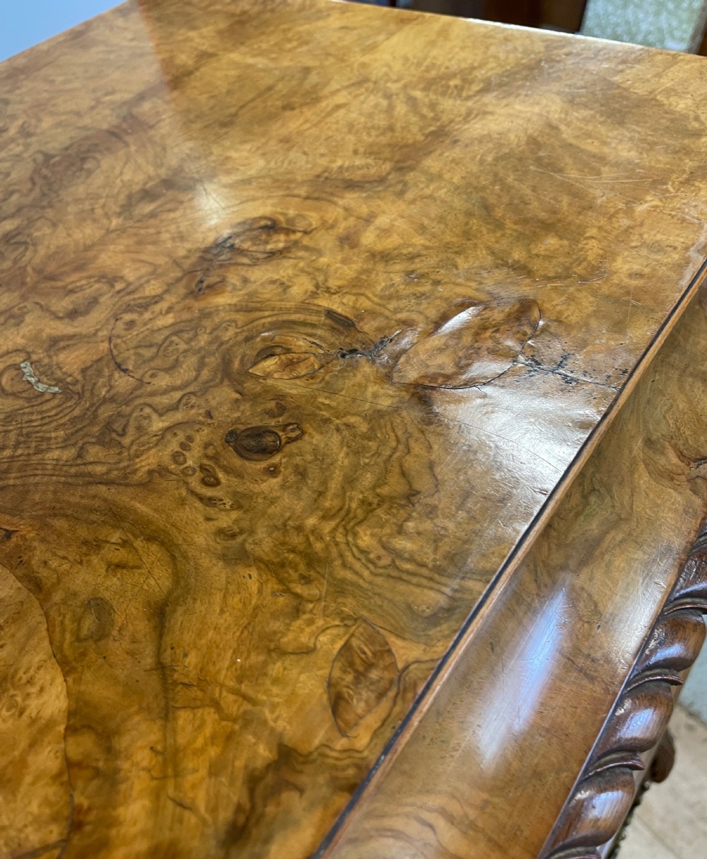 Burr walnut side cabinet on a carved base circa 1920 View XII