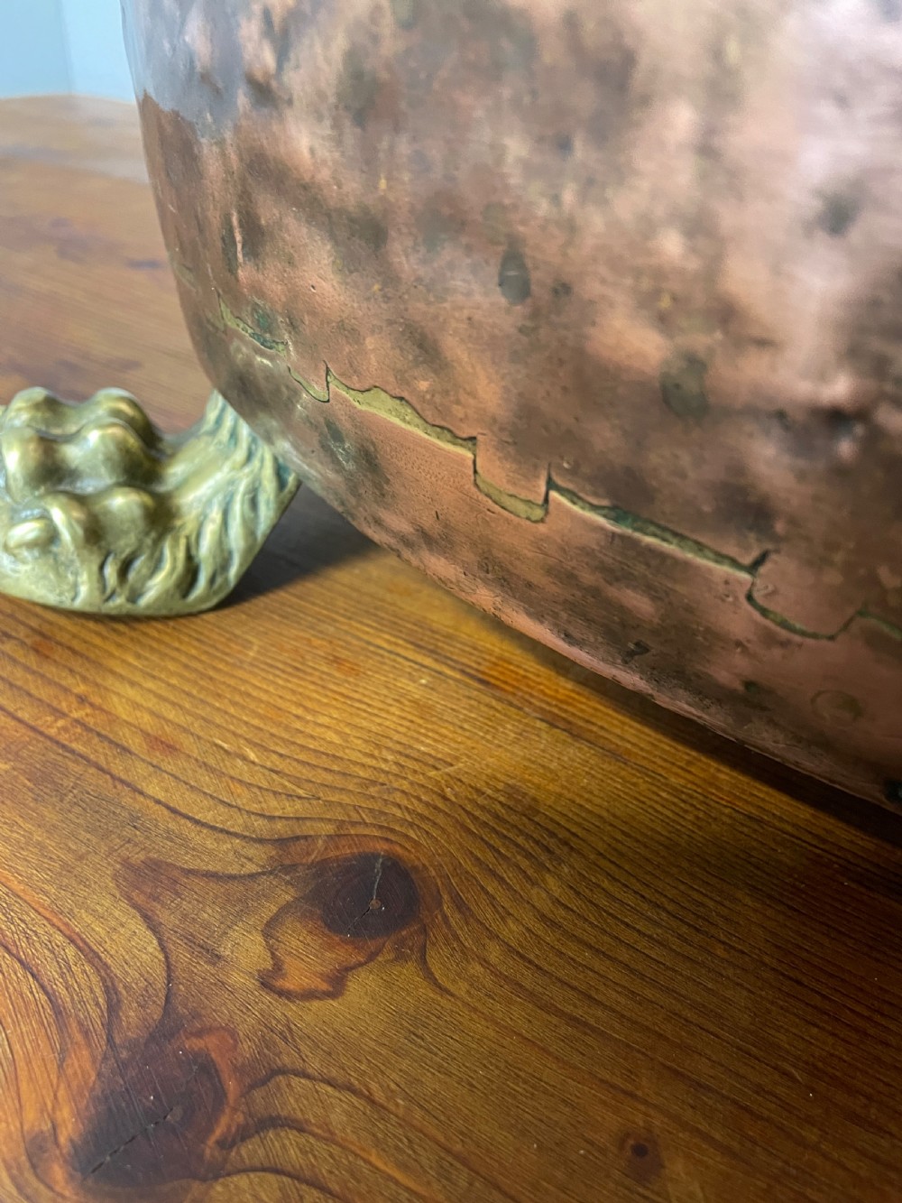 Georgian copper coal box with lid in good original condition  View X