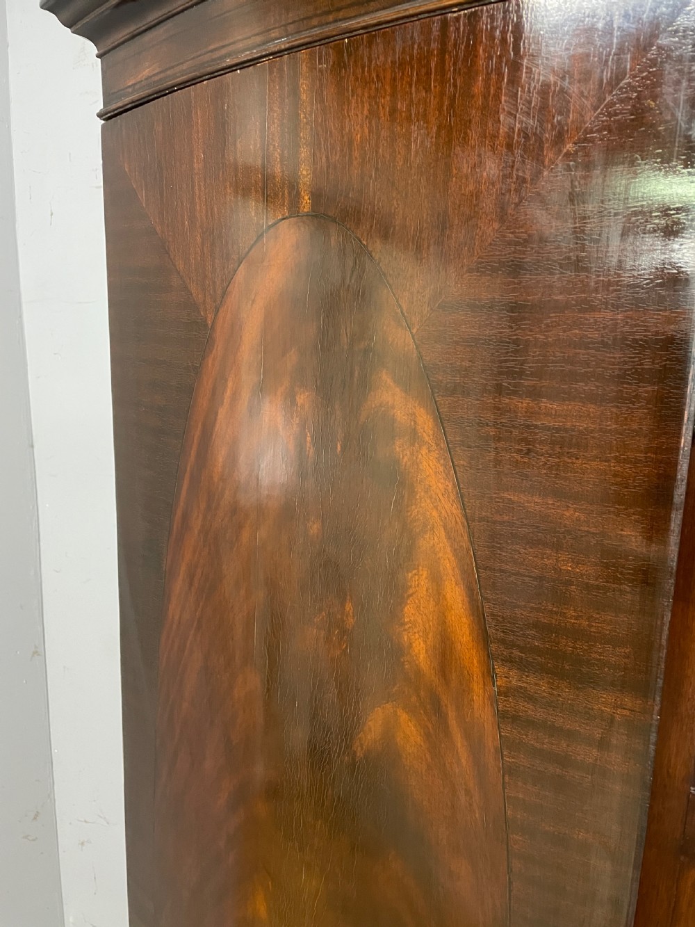C19TH bow front flame mahogany wardrobe  View IX